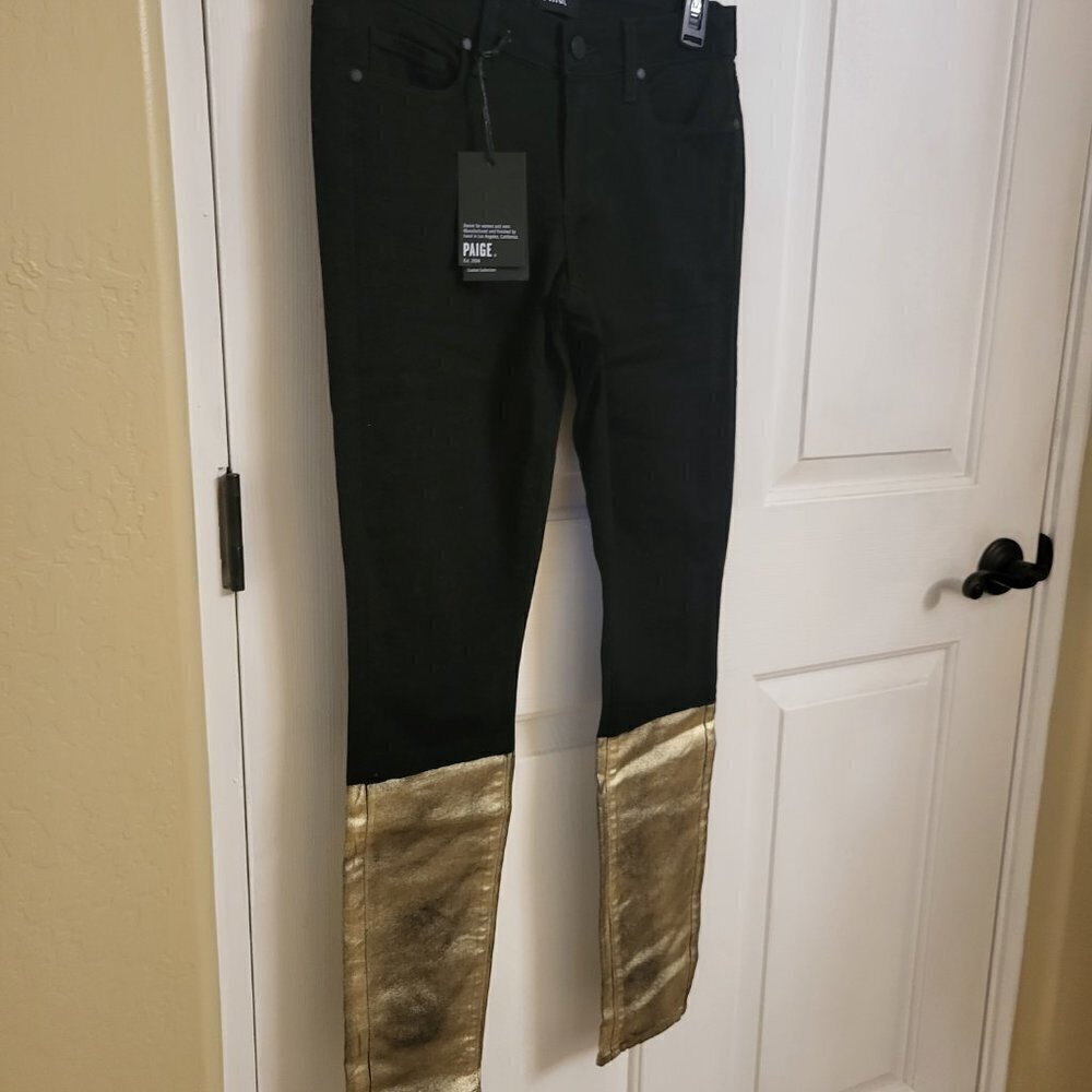 Paige Black Gold Coated Verdugo Skinny Jeans SIZE:27 NWT - Picture 4 of 9